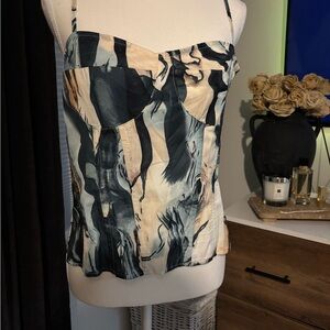 PrettyLittleThing Abstract Black and Cream Camisole